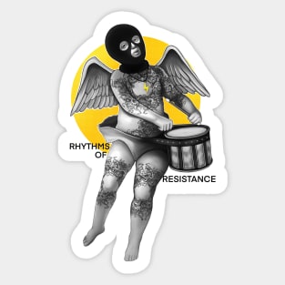 Riot angel with drums rhythms of resistance Sticker